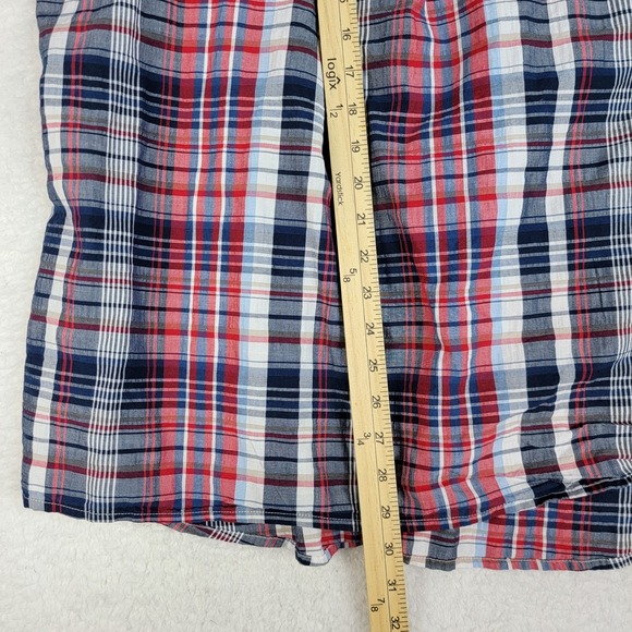 Catherines Top Womens 1X Red Blue 3/4 Sleeve Button Up Plaid Casual Basic Blouse - Picture 6 of 12